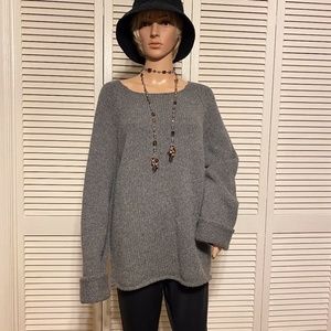 DKNY Gray Lambswool Knit Sweater 1X/XL - EUC